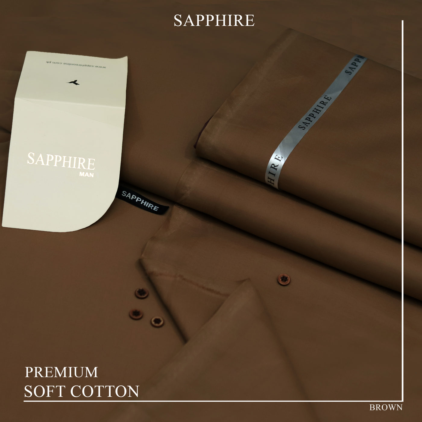 Ultra-Fine Sapphire Giza Soft Cotton Fabric – Elegant Summer Wear (4.5m, L-A Finish, With Accessories) - BROWN