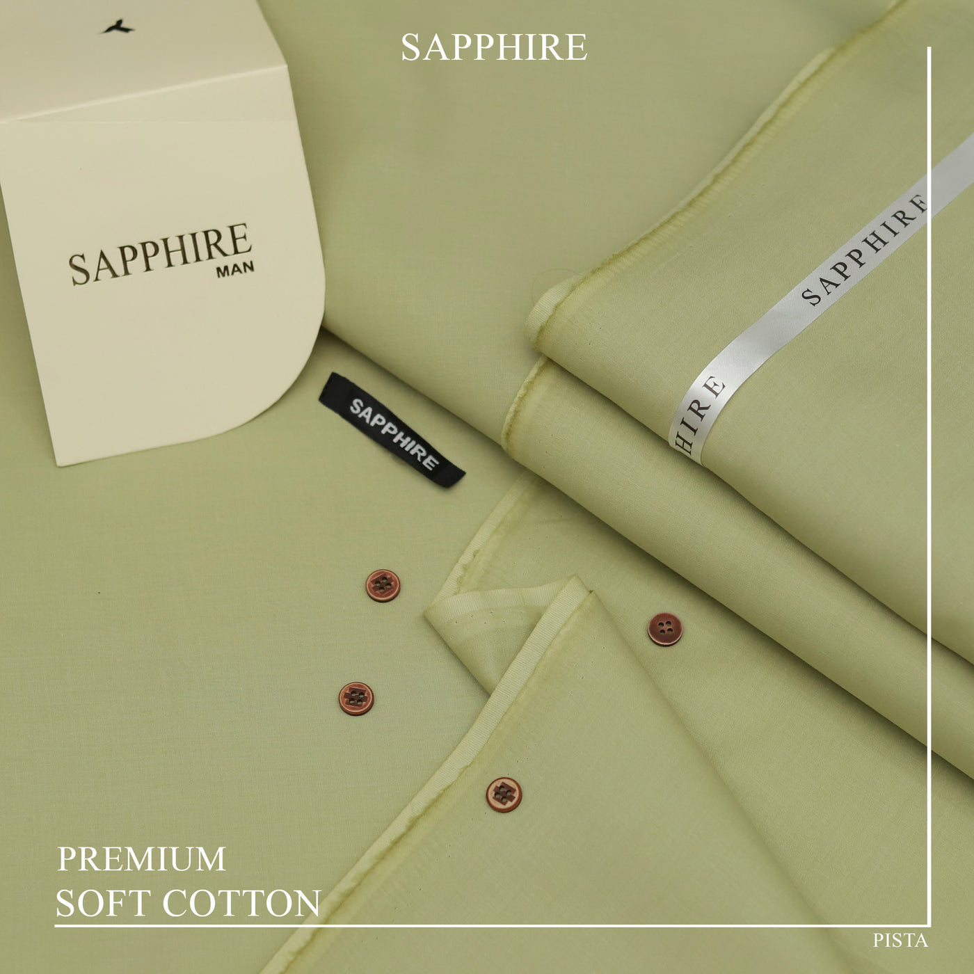 Ultra-Fine Sapphire Giza Soft Cotton Fabric – Elegant Summer Wear (4.5m, L-A Finish, With Accessories) - PISTA
