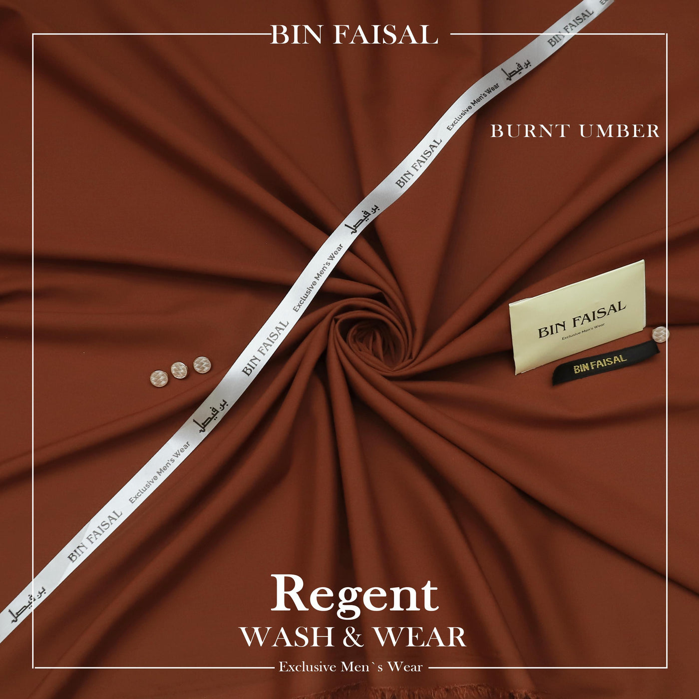 BIN FAISAL Luxury Regent Wash & Wear:- Burnt umber